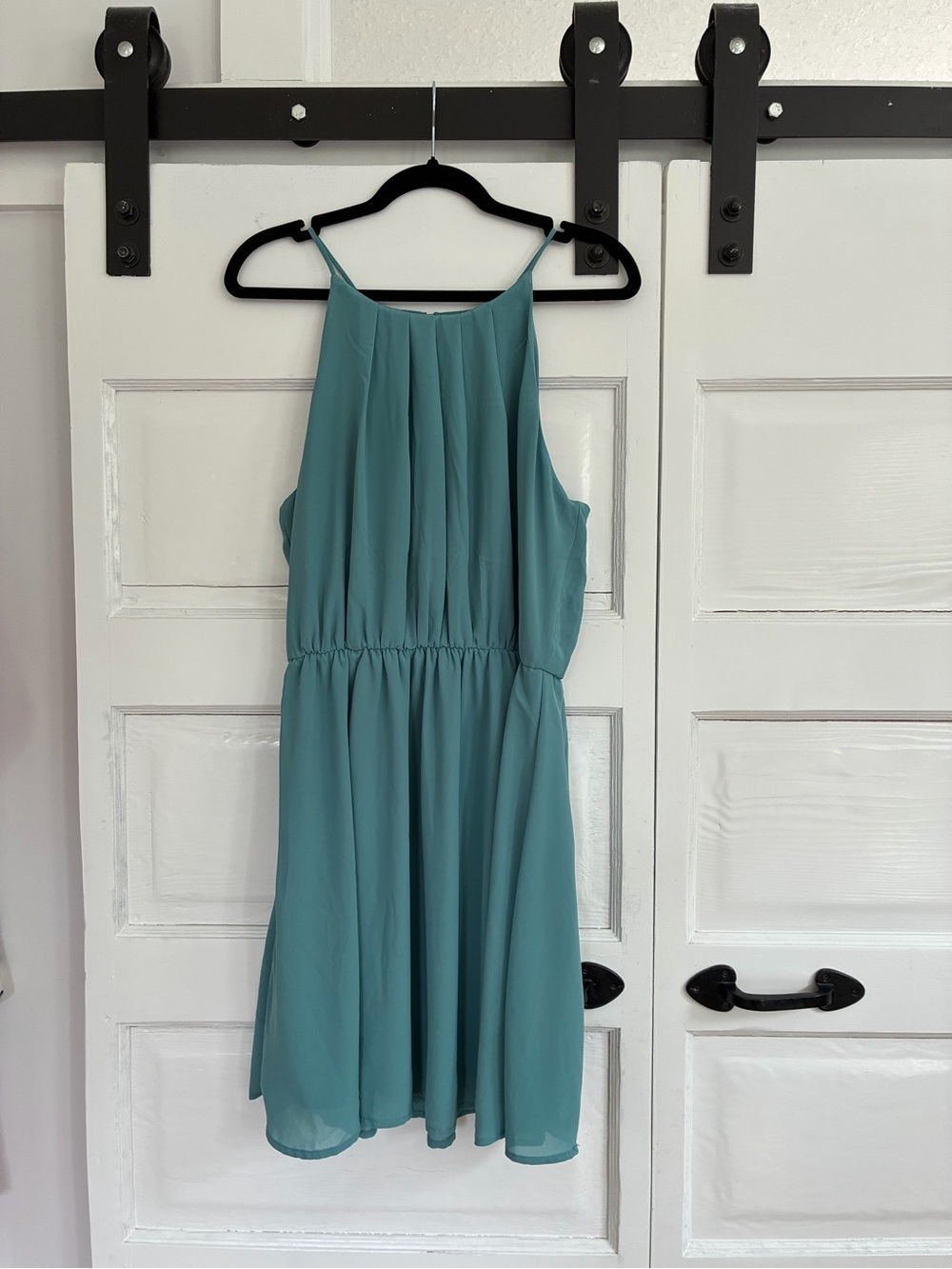 Teal Sleeveless Chiffon Dress